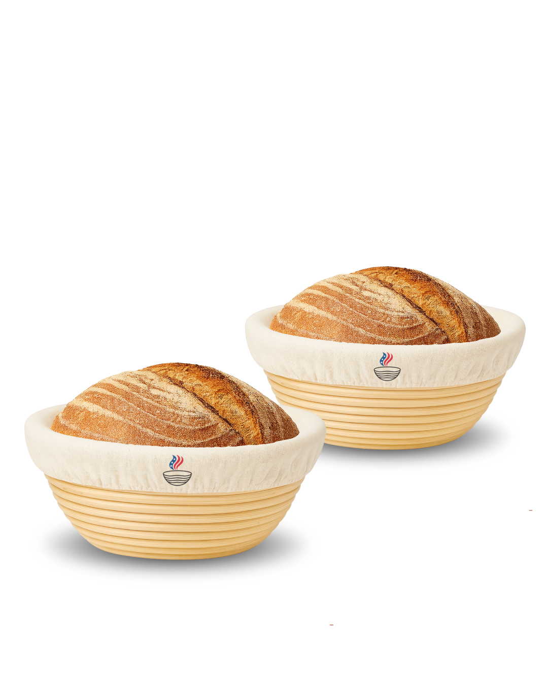 Bread Proofing Basket Set with Liners for Sourdough Baking, Natural Rattan Dough Risers – Round 2 PACK