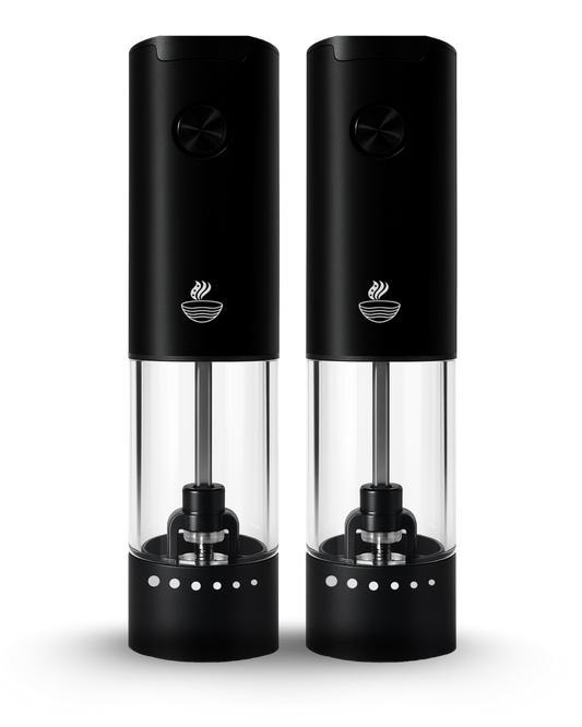 Electric Salt and Pepper Grinder Set - Automatic Battery Pepper Mill Shakers - Upgraded Adjustable Coarseness with Led & Large Capacity - Built-in LED Light - 2 Pack