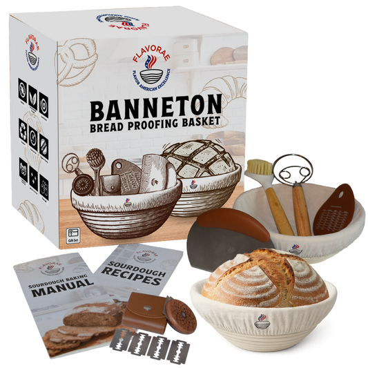 Bread Proofing Basket Set with Liners for Sourdough Baking, Natural Rattan Dough Risers – Round 2 PACK