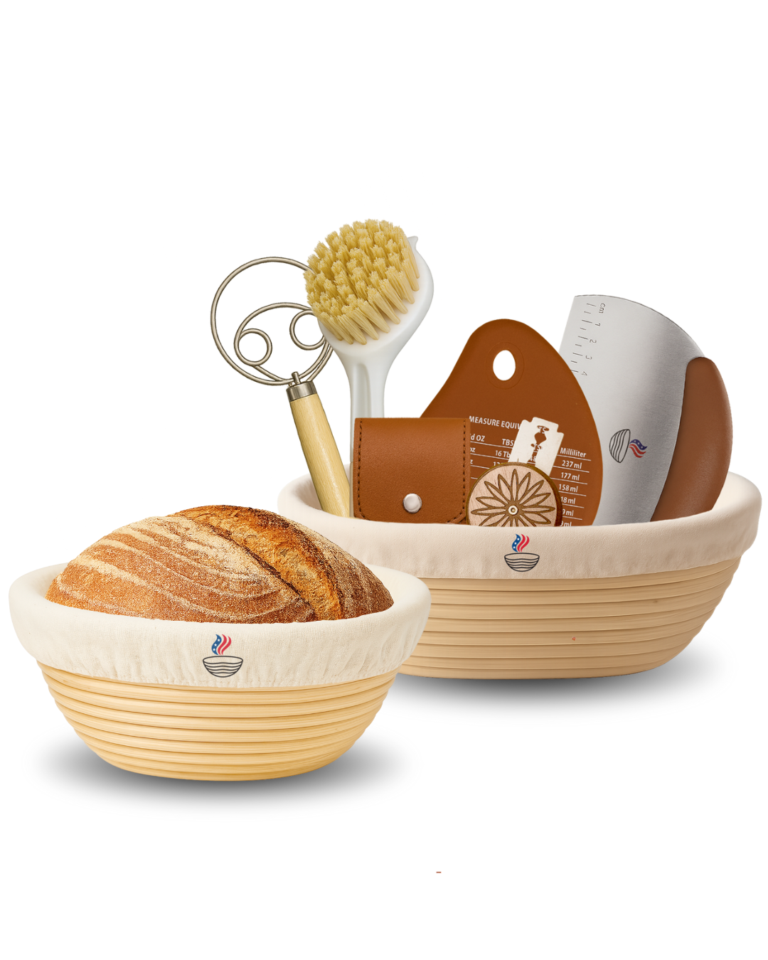 Bread Proofing Basket Set with Liners, Sourdough Starter Kit for Artisan Bread Baking, Natural Rattan Dough Risers - Round & Oval Set