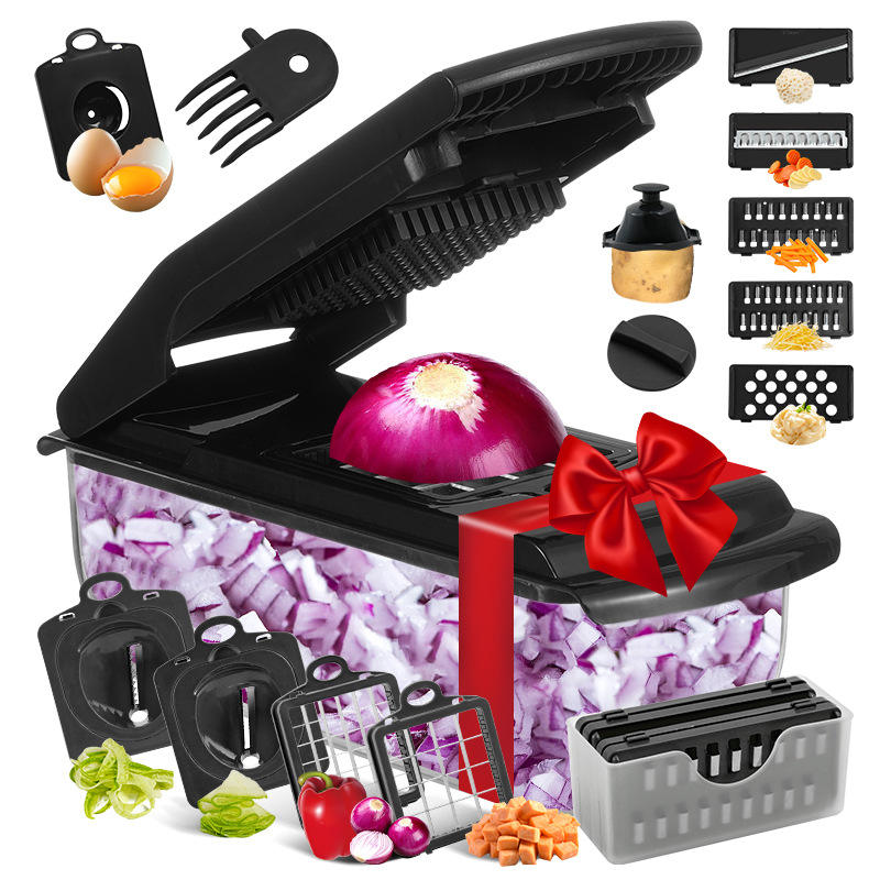 13-in-1 Vegetable Chopper & Slicer Set – Manual Food Dicer with Blades, Container & Accessories